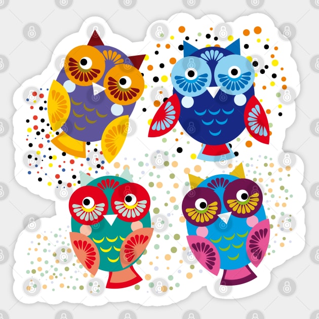 Bright colorful owls (2) Sticker by EkaterinaP